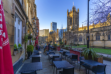 View of Manchester Cathedral, Manchester, Lancashire, England, United Kingdom, Europe