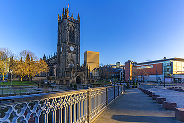 View of Manchester Cathedral, Manchester, Lancashire, England, United Kingdom, Europe