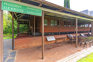 View of train in Ditsong Kruger Museum, Paul Kruger's former home, Pretoria Central, Pretoria, South Africa, Africa