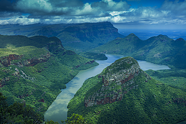 View of moody skies over the Blyde River Canyon, Province of Mpumalanga, South Africa, Africa