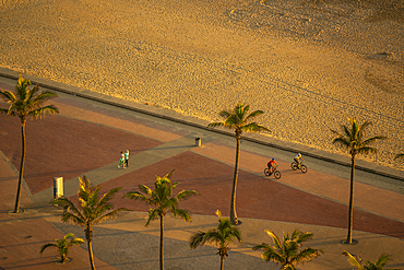 Elevated view of beaches and promenade at sunrise, Durban, KwaZulu-Natal Province, South Africa, Africa