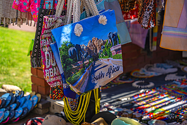 View of colourful souvenirs on promenade, Durban, KwaZulu-Natal Province, South Africa, Africa