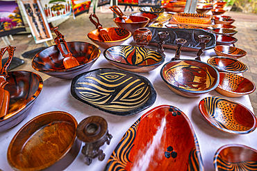 View of souvenir and craft stalls on St George Street, Knysna Central, Knysna, Western Cape Province, South Africa, Africa