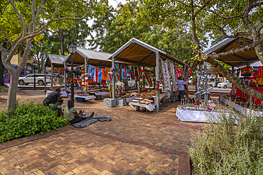 View of souvenir and craft stalls on St. George Street, Knysna Central, Knysna, Western Cape Province, South Africa, Africa