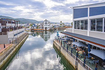 View of restaurants at Knysna Waterfront, Knysna, Garden Route, Western Cape, South Africa, Africa