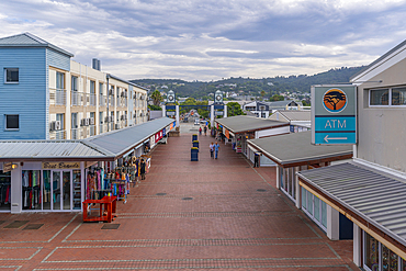 View of shops at Knysna Waterfront, Knysna, Garden Route, Western Cape, South Africa, Africa