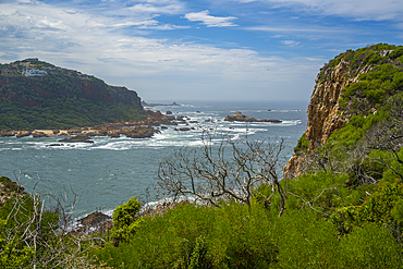 View of the Heads rocky coastline from Featherbed Nature Reserve, Knysna, Garden Route, Western Cape, South Africa, Africa