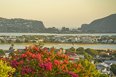 View of suburbs and Knysna River at sunset, Knysna, Garden Route, Western Cape, South Africa, Africa