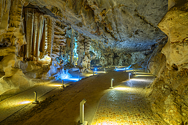 View of pathway in the interior of Cango Caves, Oudtshoorn, Western Cape, South Africa, Africa