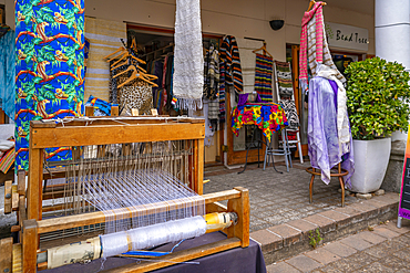 View of fabric shop street display, Stellenbosch Central, Stellenbosch, Western Cape, South Africa, Africa