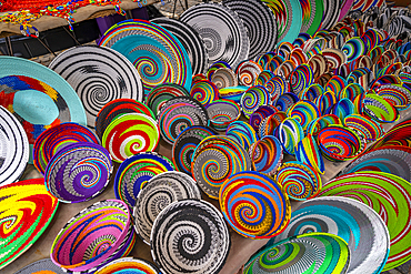 View of colourful souvenir stalls on Greenmarket Square, Cape Town, Western Cape, South Africa, Africa