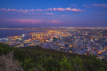 View of Cape Town from Signal Hill at dusk, Cape Town, Western Cape, South Africa, Africa