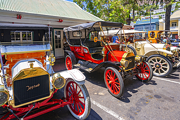 View of vintage cars in Jubilee Square, Simon's Town, Cape Town, Western Cape, South Africa, Africa