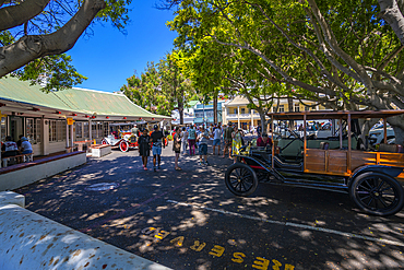 View of vintage cars in Jubilee Square, Simon's Town, Cape Town, Western Cape, South Africa, Africa