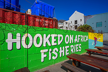 View of colourful buildings in Hout Bay Harbour, Hout Bay, Cape Town, Western Cape, South Africa, Africa