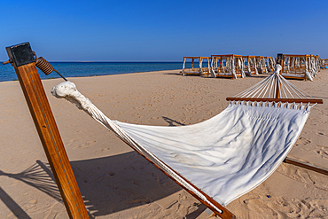 View of hammock on beach, Sahl Hasheesh, Hurghada, Red Sea Governorate, Egypt, North Africa, Africa