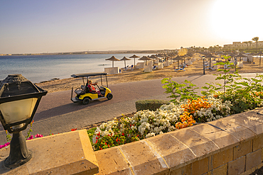 View of beach in Sahl Hasheesh Old Town, Sahl Hasheesh, Hurghada, Red Sea Governorate, Egypt, North Africa, Africa