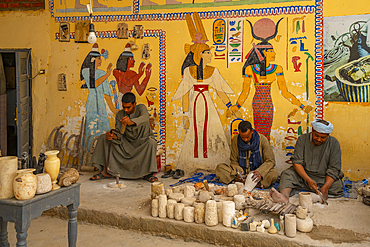 View of stone carving at Morsy Alabaster Factories near Luxor, Luxor, Thebes, Egypt, North Africa, Africa