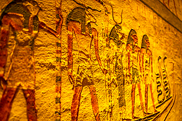 View of painted walls in KV8, the Tomb of Merenptah, Valley of the Kings, UNESCO World Heritage Site, Thebes, Egypt, North Africa, Africa