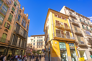 View of Can Forteza Rey in Placa del Marques del Palmer, Palma de Mallorca, Majorca, Balearic Islands, Spain, Mediterranean, Europe