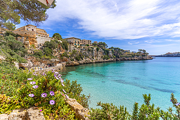 View of headland from restaurant in Parc de Portocristo, Porto Cristo, Majorca, Balearic Islands, Spain, Mediterranean, Europe