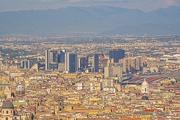 Elevated view of Naples skyline from Castel Sant'Elmo, Naples, Campania, Italy, Europe