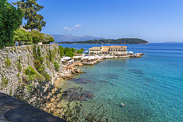 View of Faliraki Corfu in Corfu Town, Corfu, Ionian Sea, Greek Islands, Greece, Europe