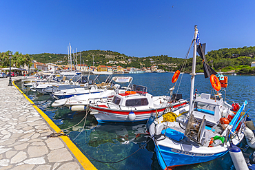 View of boats in the harbour in Gaios Town, Paxos, Ionian Sea, Greek Islands, Greece, Europe