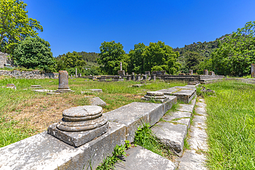 View of Ancient Agora of Thasos in Thassos Town, Thassos, Aegean Sea, Greek Islands, Greece, Europe