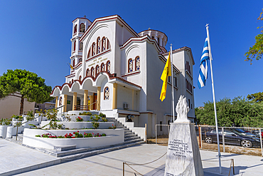 View of Holy Ortodox Church of the Assumption, Potos, Thassos, Aegean Sea, Greek Islands, Greece, Europe