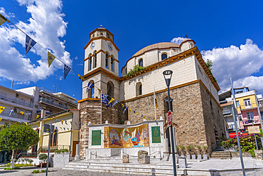 View of Saint Nickolas Church, Dimos Kavalas, Eastern Macedonia and Thrace, Gulf of Thasos, Gulf of Kavala, Thracian Sea, Greece, Europe