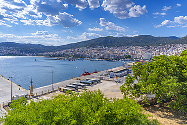 View of Port of Kavala, Dimos Kavalas, Eastern Macedonia and Thrace, Gulf of Thasos, Gulf of Kavala, Thracian Sea, Greece, Europe