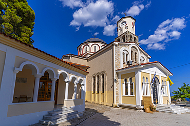 View of Holy Church of the Dormition of the Virgin, Kavala, Dimos Kavalas, Eastern Macedonia and Thrace, Gulf of Thasos, Gulf of Kavala, Thracian Sea, Greece, Europe