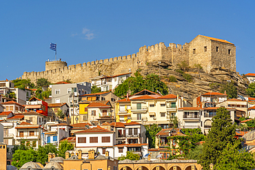 View of Kavala Fortress from ferry, Kavala, Dimos Kavalas, Eastern Macedonia and Thrace, Gulf of Thasos, Gulf of Kavala, Greece, Europe