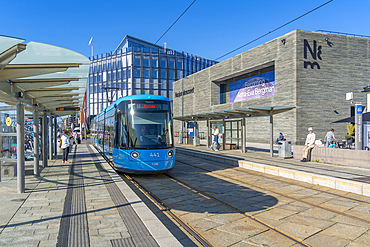 View of city tram and The National Museum, Oslo, Norway, Scandinavia, Europe