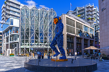 View of What's Next sculpture by Brendan Murphy, 2023, in Bryggertorget, Aker Brygge, Oslo, Norway, Scandinavia, Europe