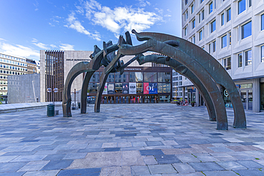 View of Oslo Concert Hall and Turid Angell Eng in Johan Svendsens Plass, Oslo, Norway, Scandinavia, Europe