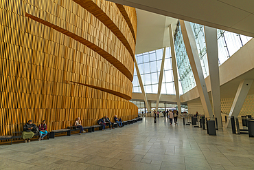 View of Opera House interior of the foyer and auditorium, Oslo, Norway, Scandinavia, Europe