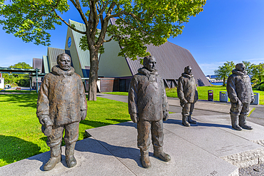 View of Roald Amundsen monument sculpture at The Fram Museum, Bygdøynesveien, Oslo, Norway, Scandinavia, Europe