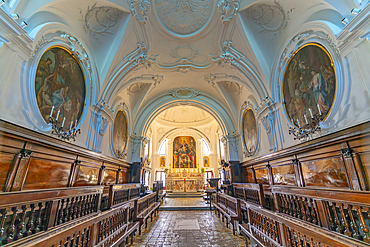 View of interior of Chiesa di Santa Maria Visitapoveri, Forio, Island of Ischia, Campania, Italy, Europe