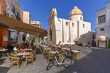 View of Chiesa di San Gaetano church in Piazza Medaglia d'Oro, Forio, Island of Ischia, Campania, Italy, Europe