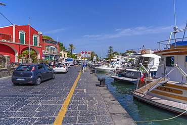 View of boats in Porto d'Ischia (Port of Ischia), Island of Ischia, Campania, Italy, Europe