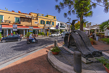 View of restaurants in Porto d'Ischia (Port of Ischia), Island of Ischia, Campania, Italy, Europe