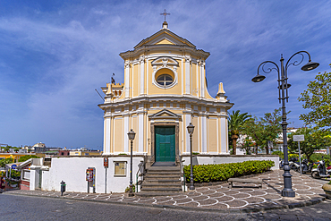 View of Santa Maria delle Grazie e delle Anime del Purgatorio in Porto d'Ischia (Port of Ischia), Island of Ischia, Campania, Italy, Europe