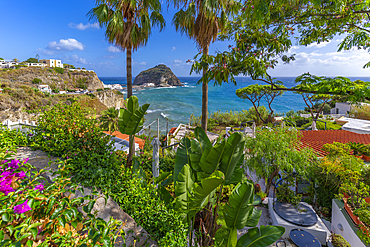 View of Torre di Sant'Angelo from elevated position in Sant'Angelo, Sant'Angelo, Island of Ischia, Campania, Italy, Europe