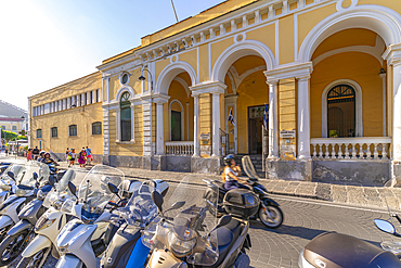 View of the Town Hall in Porto d'Ischia (Port of Ischia), Island of Ischia, Campania, Italy, Europe