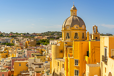 View of Church of Santa Maria delle Grazie, Procida, Phlegraean Islands, Gulf of Naples, Campania, Southern Italy, Italy, Europe