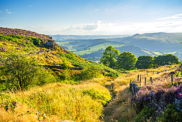 View of Landsacpe from Curbar Edge, Peak District National Park, Baslow, Derbyshire, England, United Kingdom, Europe