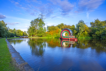 View of The Looping Boat on Tinsley Canal, Sheffield, South Yorkshire, England, United Kingdom, Europe