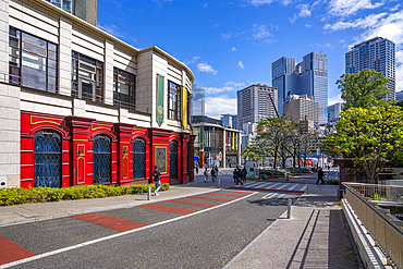 View of street scene and highrise buildings in the Chome-4-5 Akasaka District, Minato City, Tokyo, Japan, Asia